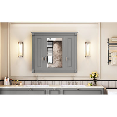 Wall Mounted Bathroom Cabinet With Mirror, 5 Shelves, High - Definition Glass, Exquisite Hardware Mirror For Bathroom, Adjustable Height, Material