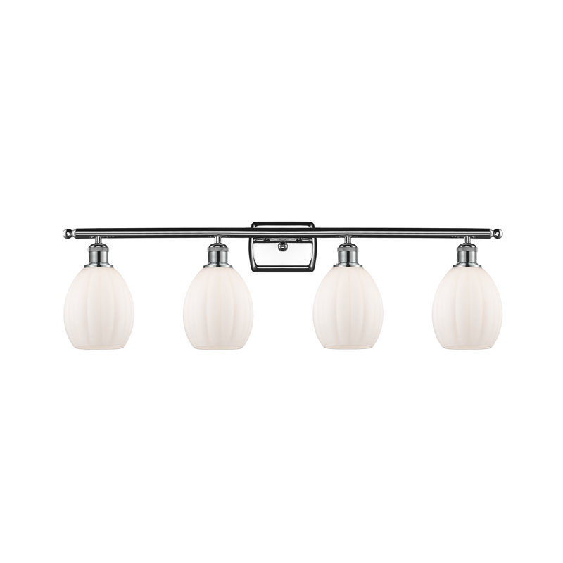 Éclairage pour meuble-lavabo 4 lumières Fleury, Chrome poli, Blanc mat, Led