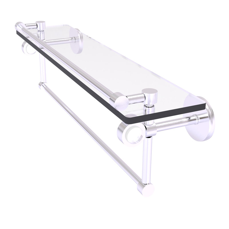 Tablette murale en verre Margolis, Chrome satiné, H 6,7 po x l 22 po x p 5,8 po