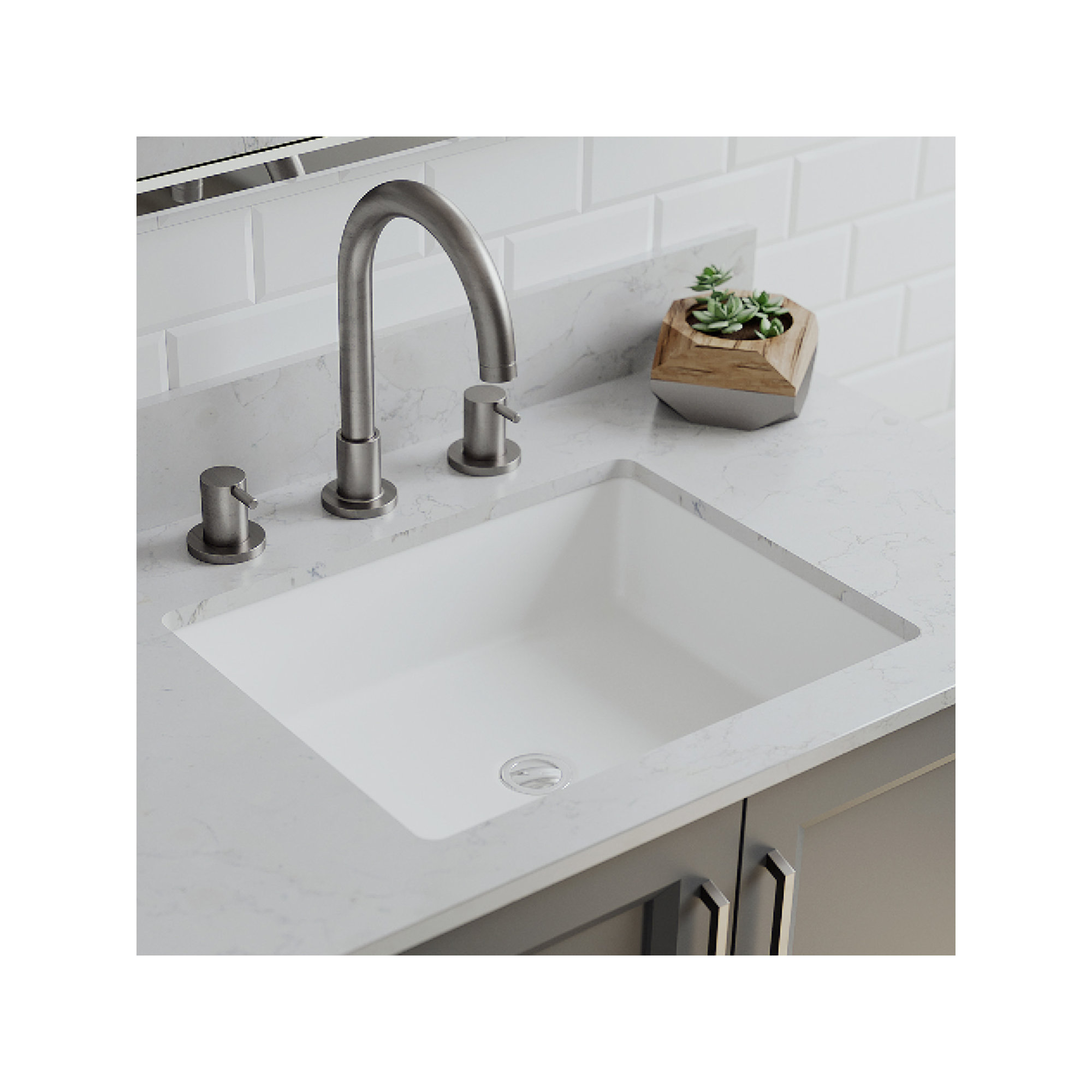 Lexicon Quartz Composite Rectangle Vanity Sink, White