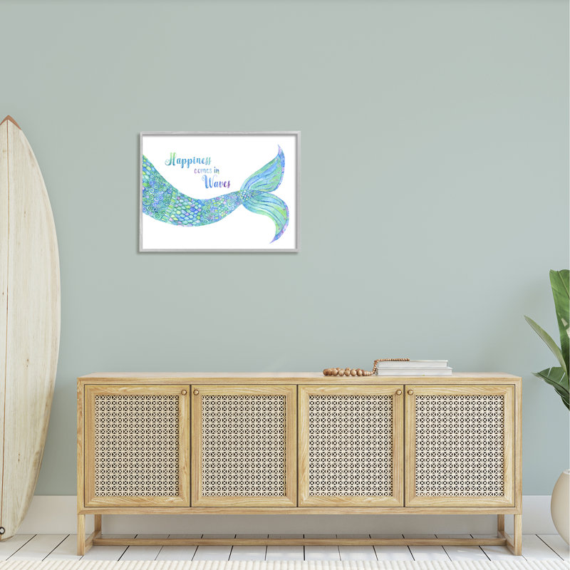 Happiness Comes In Waves, H 24 po x l 30 po x P 1,5 po, Estampe numérique Farmhouse