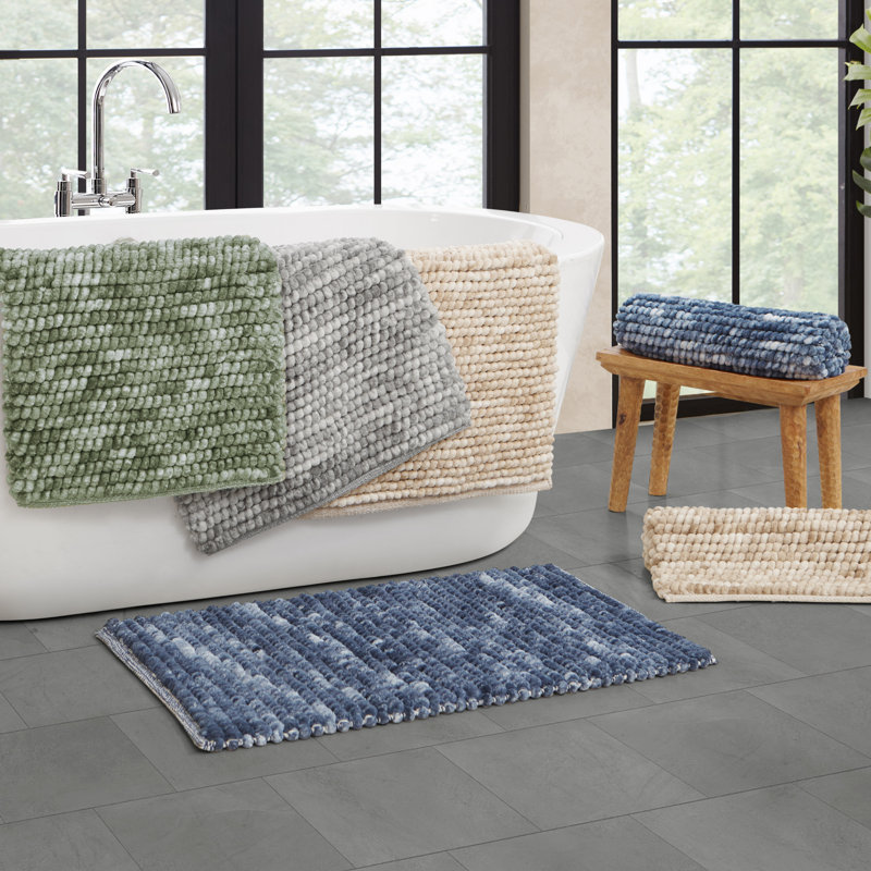 Tapis pour salle de bain en chenille French Color, Bleu, L 32 po x l 20 po