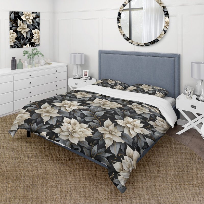 Literie ombragée Serenade Moody I Bedding, Housse de couette pour grand lit et 2 taies décor