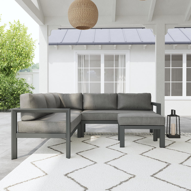 Greyson Metal 5 - Person Sectional with Ottoman
