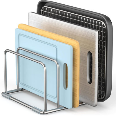 Organisateur de planches à découper en acier inoxydable, comptoir compact et support de rangement pour planches à découper, plaques à biscuits, assiettes