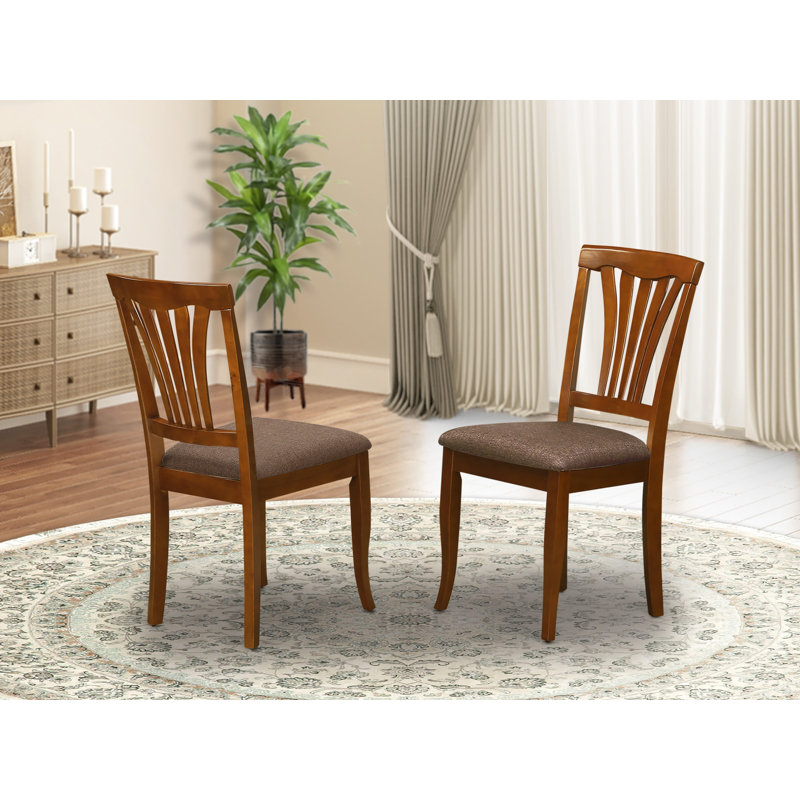 Chaises de salle à manger Avon - Ensemble de 2 chaises rembourrées en tissu de lin, brun selle, Brun selle, Tissu en lin