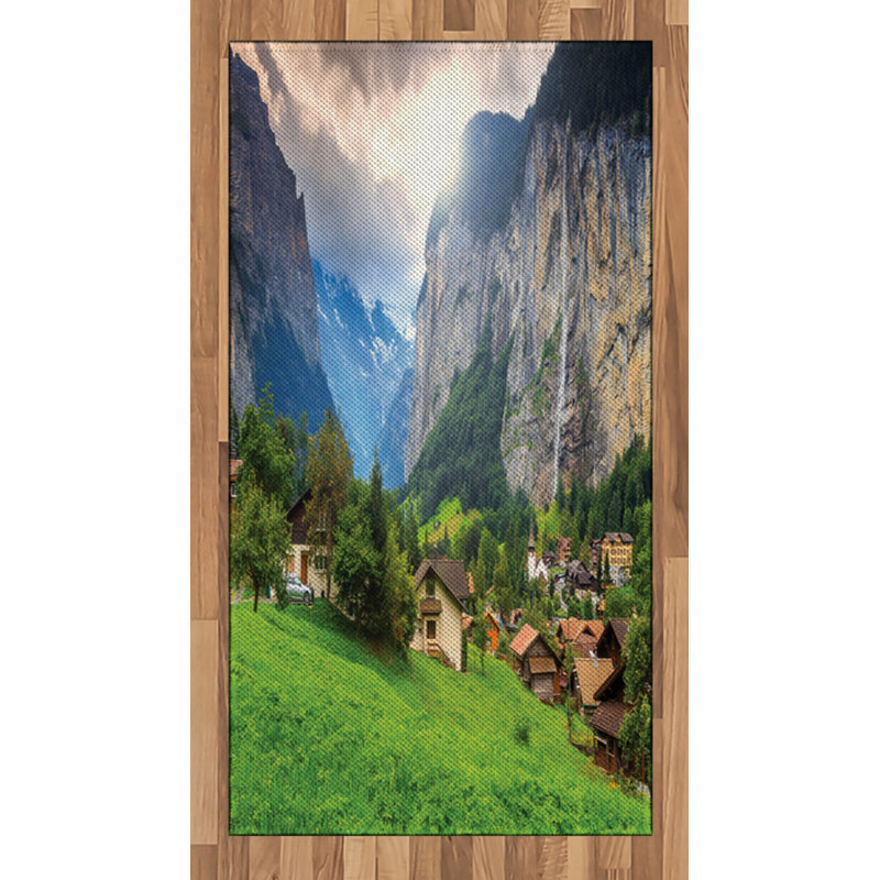 Tapis décoratif européen à haute densité en fibre de polyester, Rectangle 2 pi 7 po x 5 pi