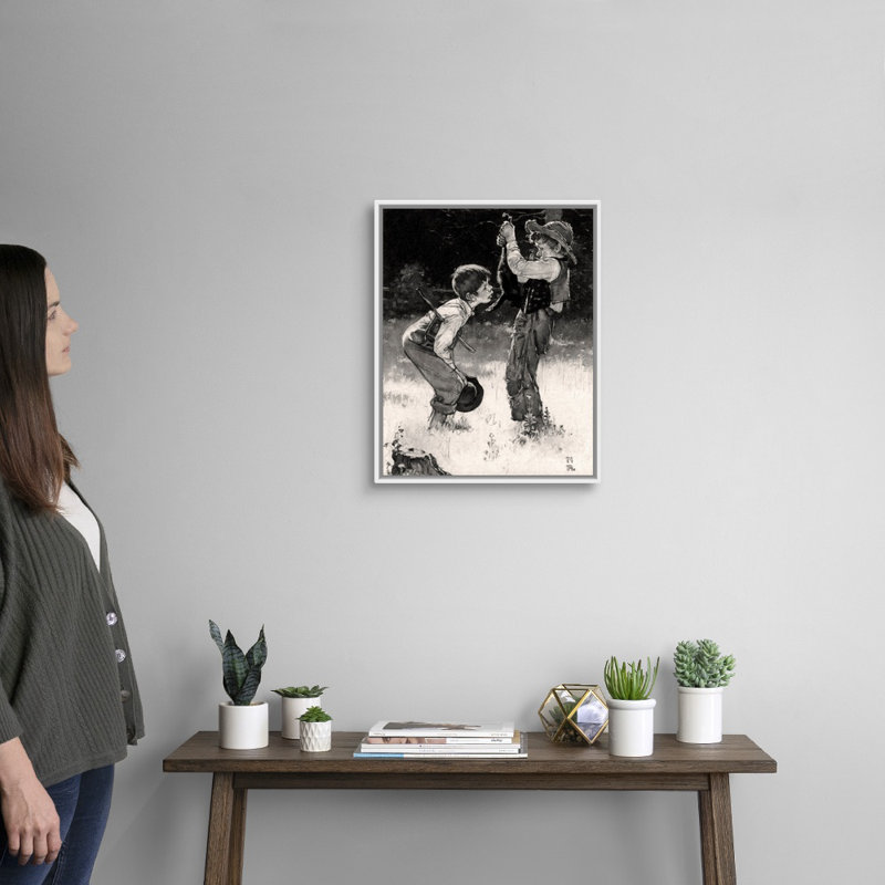 Norman Rockwell, Tom Sawyer: chat mort (étude), art mural, H 22 po x l 18 po x P 1,75 po, Cadre flottant blanc