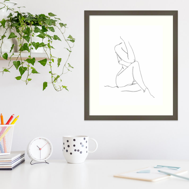 Nude Contour Sketch I by Ethan Harper, Gray Framed Paper, 25" H x 21" W