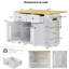 Îlot de cuisine moderne de 48 po avec rallonge et prise de courant, îlot de cuisine mobile avec armoires de rangement et 2 tiroirs, chariot de cuisine en bois pour la cuisine, la salle à manger, blanc (sans tabourets de bar)-964580689