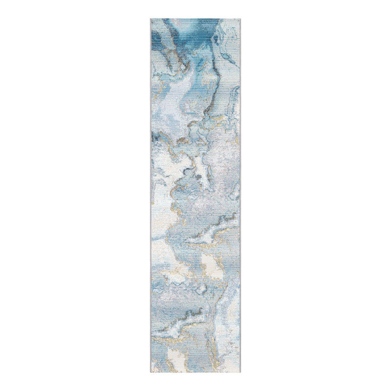 Keazia Washable Abstract Indoor / Outdoor Rug, Runner 2' x 8'