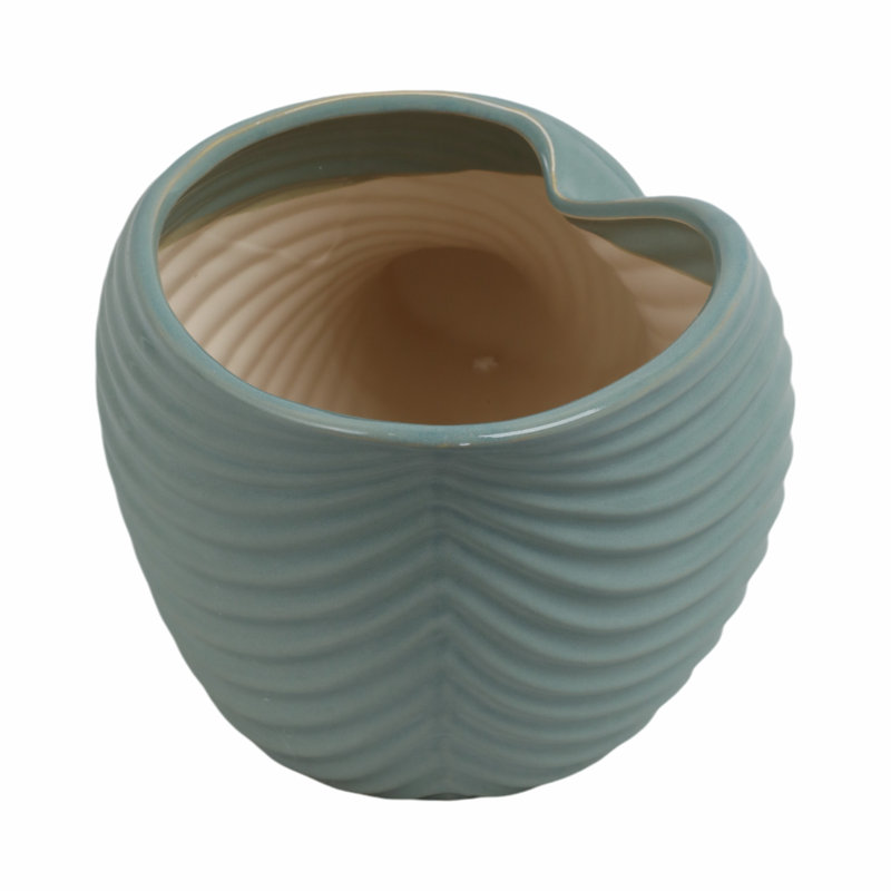 17" Seaside Blue Ceramic Shell Planter