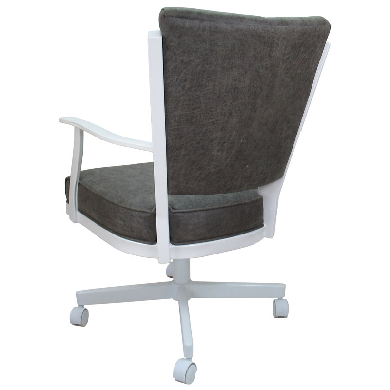 Danyael Metal Dining Caster Chair with Arms, White, Northwest Elk