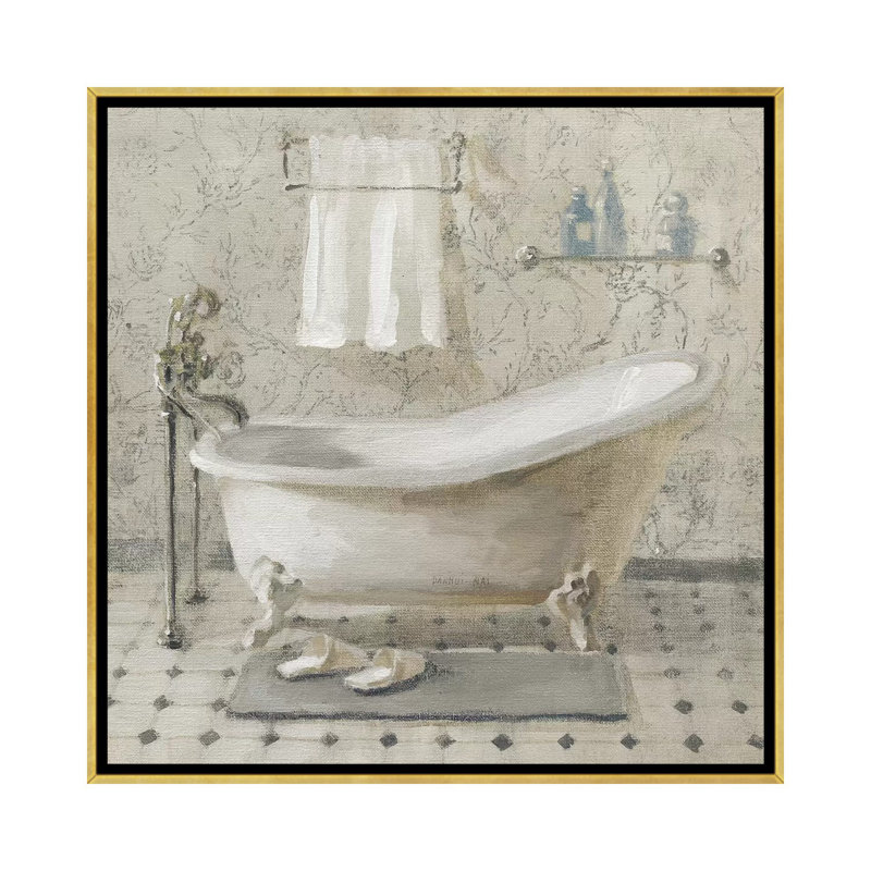 « Victorian Bath III Neutral » par Danhui nai, reproduction d’art, Toile encadrée d'or, H 18 po x l 18 po x 1,5 po