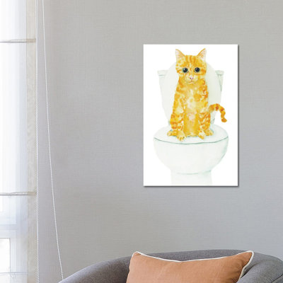 Chat orange sur la toilette par Alexey Dmitetchich Shmyrov - reproduction