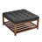 Premium Tufted Linen Square Ottoman Coffee Table with Under-Seat Storage