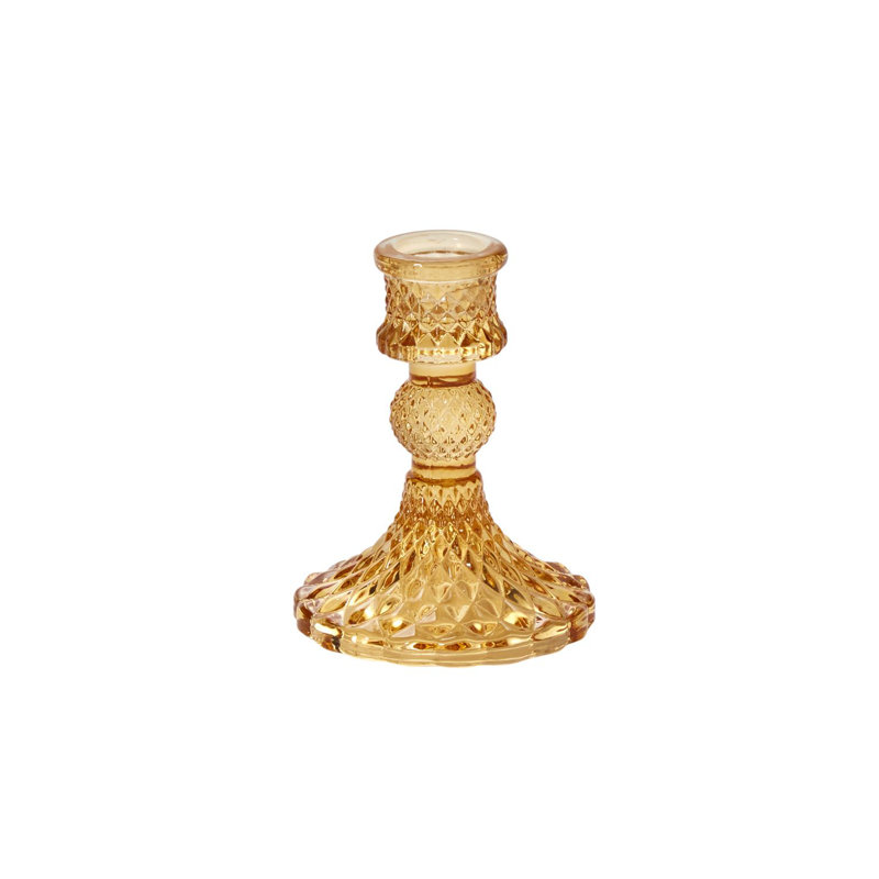 Bougeoir de table en verre Eliana Samira, Ambre