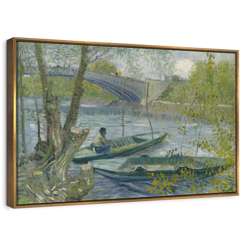 Pêche au printemps, Cadre flottant doré, 37 po x 25 po