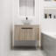 Meuble-lavabo mural en chêne blanc de 30 po avec lavabo en céramique, porte à fermeture en douceur pour un bassin, une armoire et un grand espace de rangement