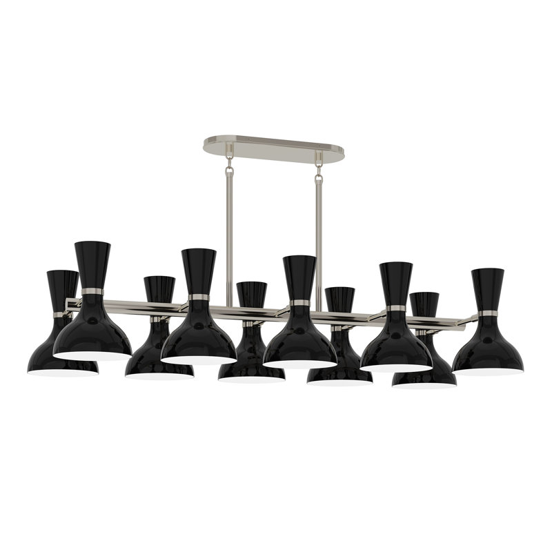 Clare 10 - Light Chandelier, Obsidian, Polished Nickel