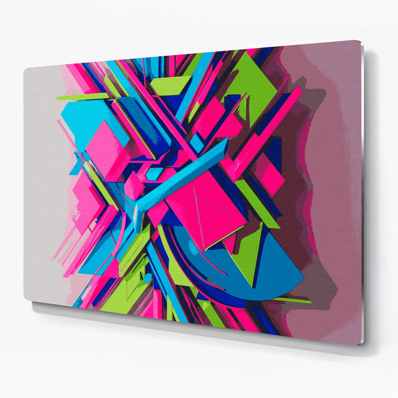 «Geometric Abstraction 81», art mural en métal vert, H 11 po x l 14 po
