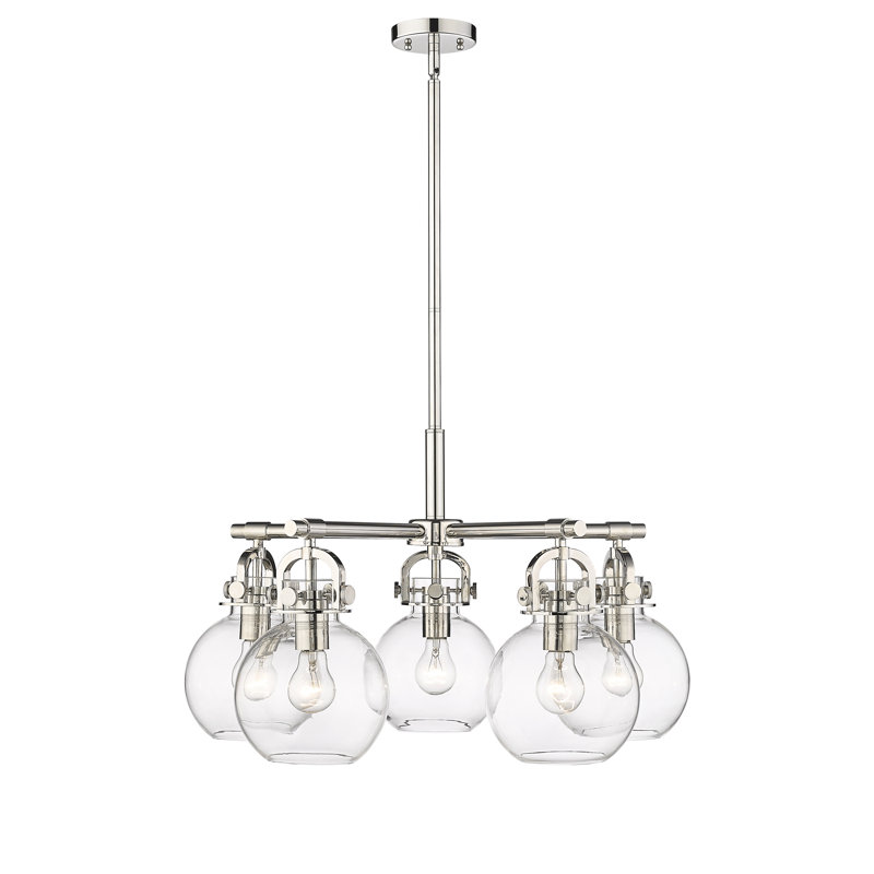 Lustre suspendu 5 lumières Ziyi, Transparent, Nickel poli