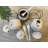 Ceramic Spice & Sugar Jars, With Lids Spoons And Shelf,Porcelain Condiment Kitchen Jar Spice Container Set, 230 ML,3 Pcs