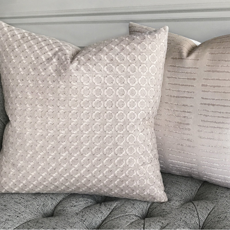 Embroidered Feather Reversible Throw Pillow
