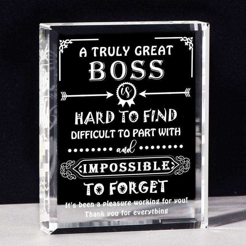 Plaque de souvenir en cristal, décor décoratif gravé pour bureau, tablette et présentoir de bureau