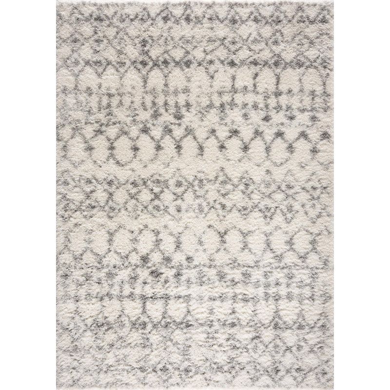Tapis abstrait moderne de la collection rétro Raschad (5 pi x 8 pi) - 5 pi 3 po x 7 pi 6 po, ivoire
