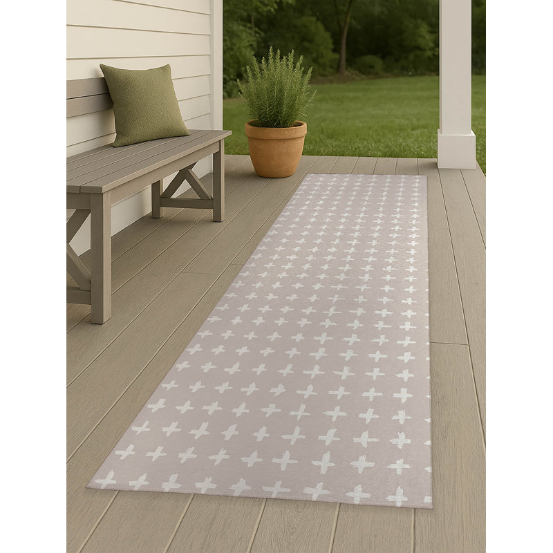 Check Non-Slip Outdoor Rug, Runner 2'6" x 8'