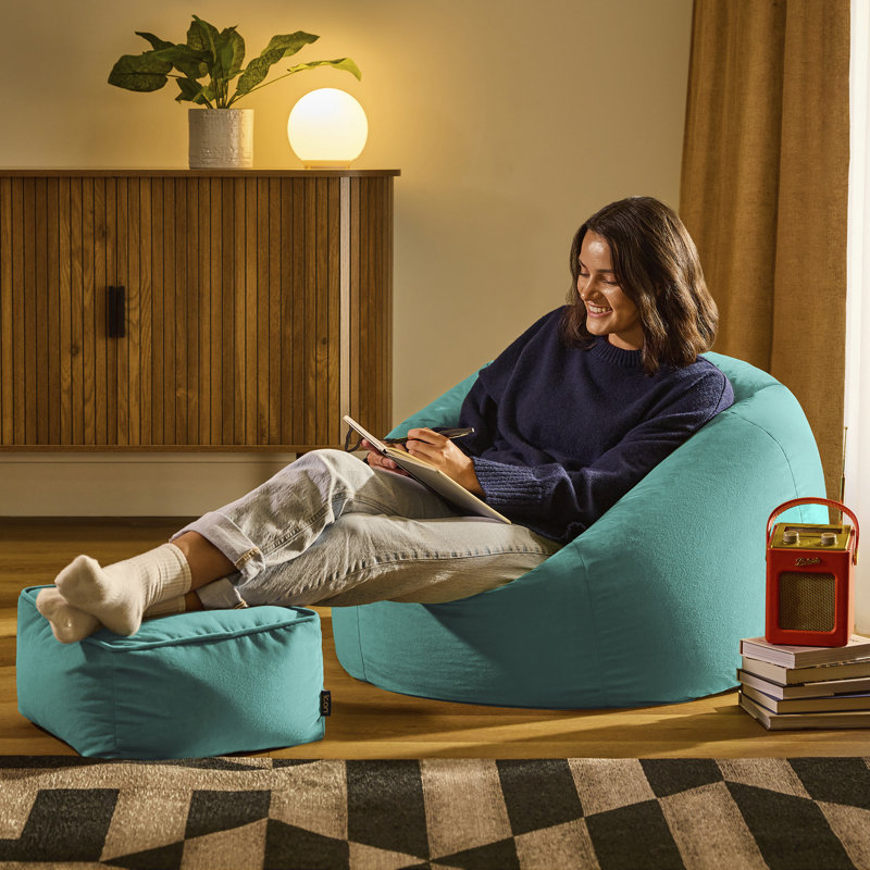 icon Kingston Classic Velvet Bean Bag Chair & Pouffe Forest Green Bean Bag Chair, Teal Green