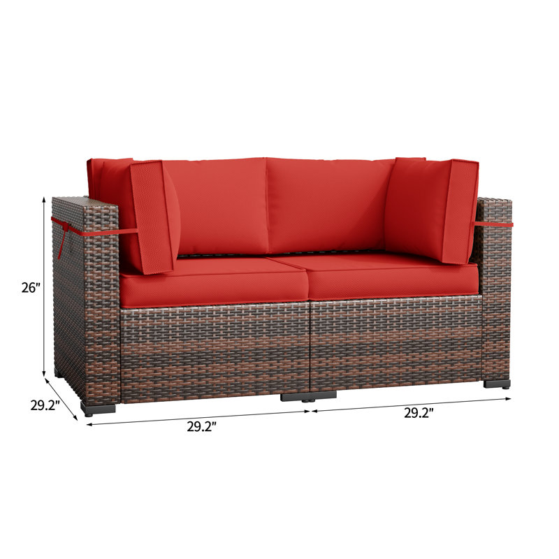 2 - Person Outdoor Seating Group With Cushions, Bright Red