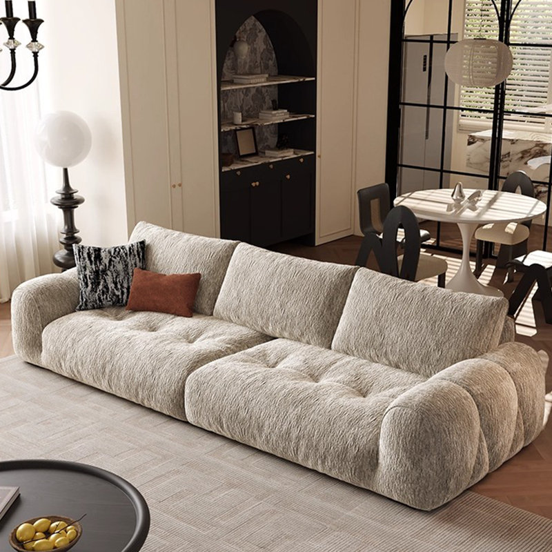 Canapé gris simple et moderne, H 34,25 po x l 133,86 po x P 39,37 po 