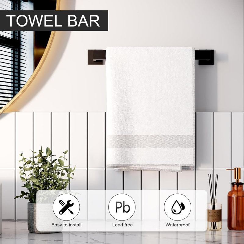 5-Piece Matte Black Bathroom Accessories Set, Black