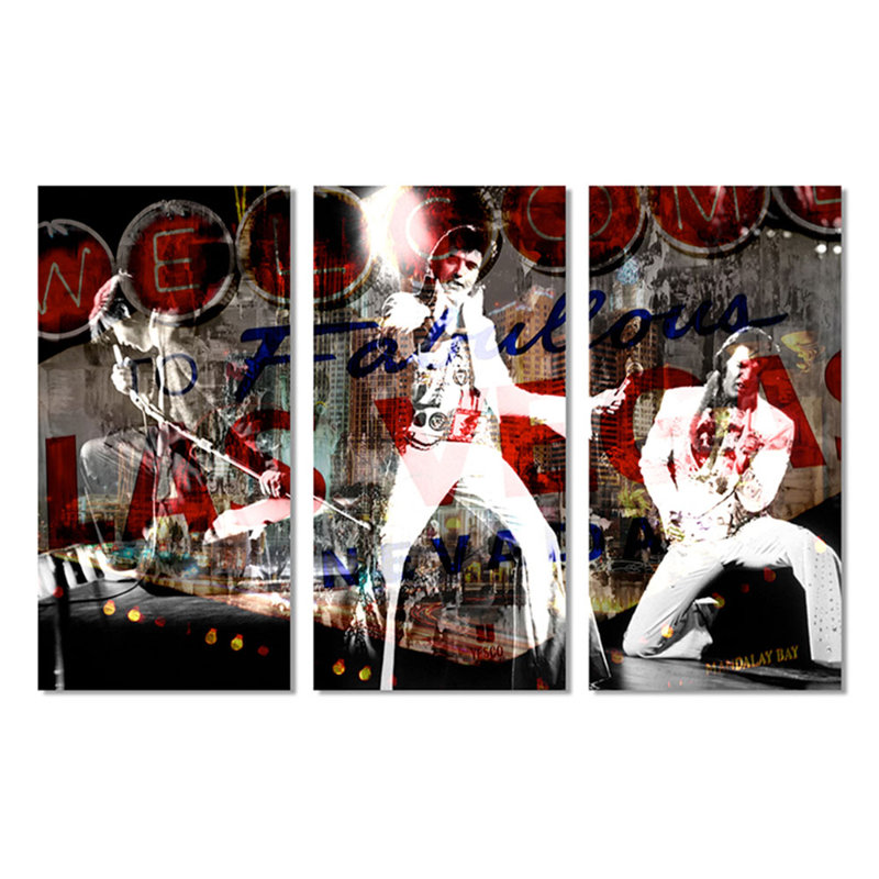Iconic Elvis in Vegas - 3 pièces, impression d'art graphique