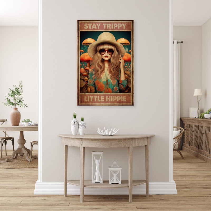 Woman Stay Trippy Little Hippie - 1 Piece Rectangle Graphic Art Print On Wrapped Canvas _0032, H 14 po x l 11 po x P 1,25 po