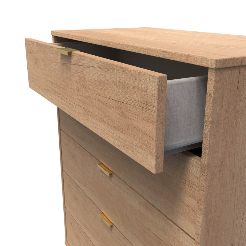 Turah 77 cm W Chest of 5 Drawers, Brown