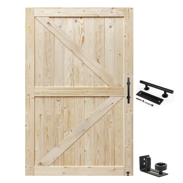 Barn Door, 20-60in Unfinished British Brace Barn Door/Country Style/Solid Wood/Sliding Door/Durable