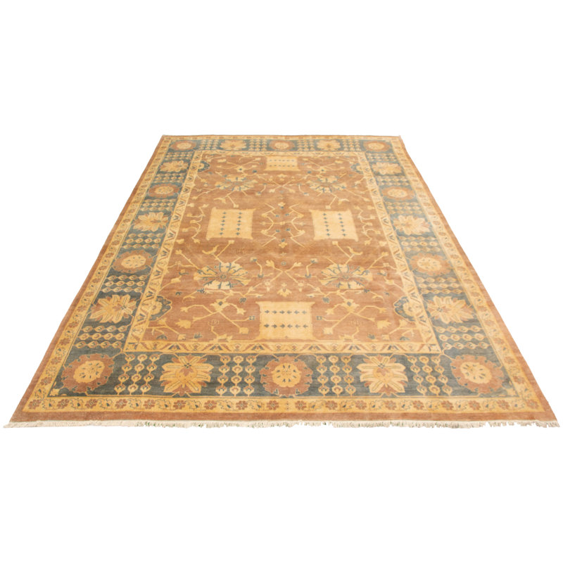 Tapis unique en laine noué à la main ushak brun nouvel âge 10 pi x 13 pi 9 po