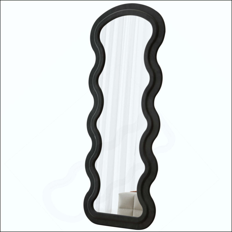Full Length Wave  Floor Mirror  For Bedroom Living Room Hanging Or Against The Wall, Black