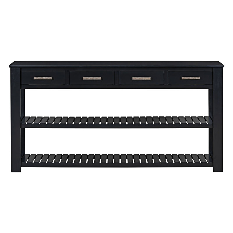Console d'entrée avec tiroirs et tablettes, Noir