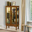 Cabinet Curio avec tablettes réglables et panneau arrière en miroir, portes en verre trempé (chêne, 3 niveaux)-1650637901-1650637902