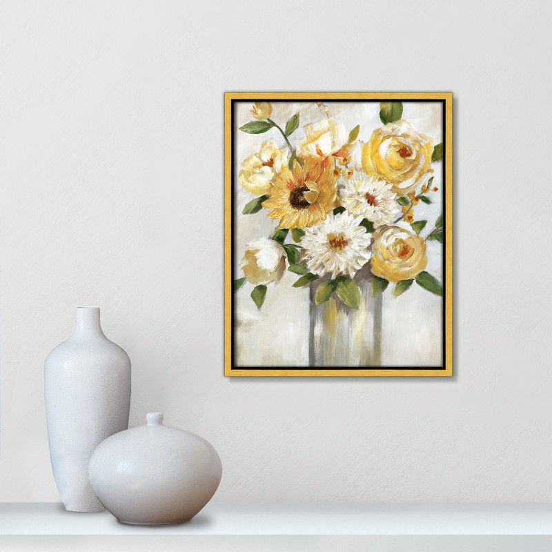 «Sunshine Bouquet Print» par Nan, H 15,5 po x l 12,5 po x P 2 po, Or