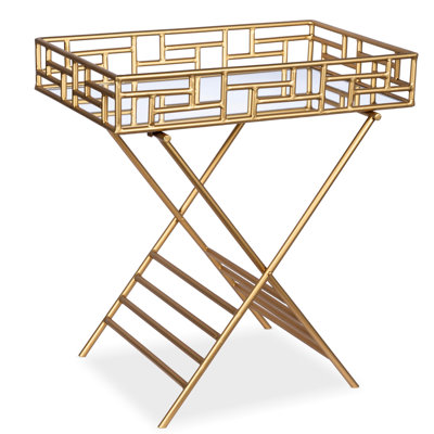Gold Metal Fretwork Bar Tray Table