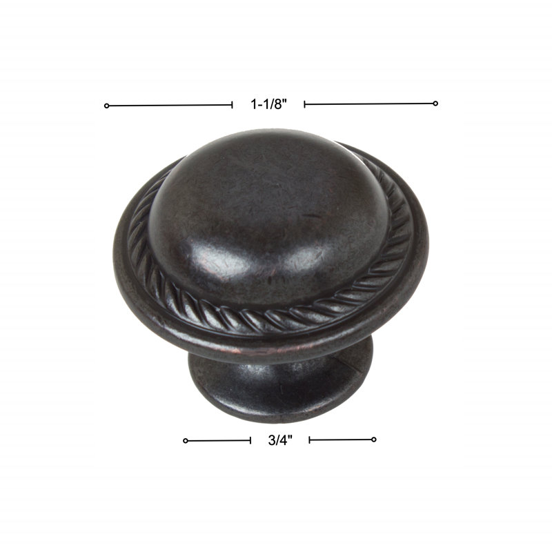 Poignée champignon 1 1/8 po de diamètre, Bronze huilé