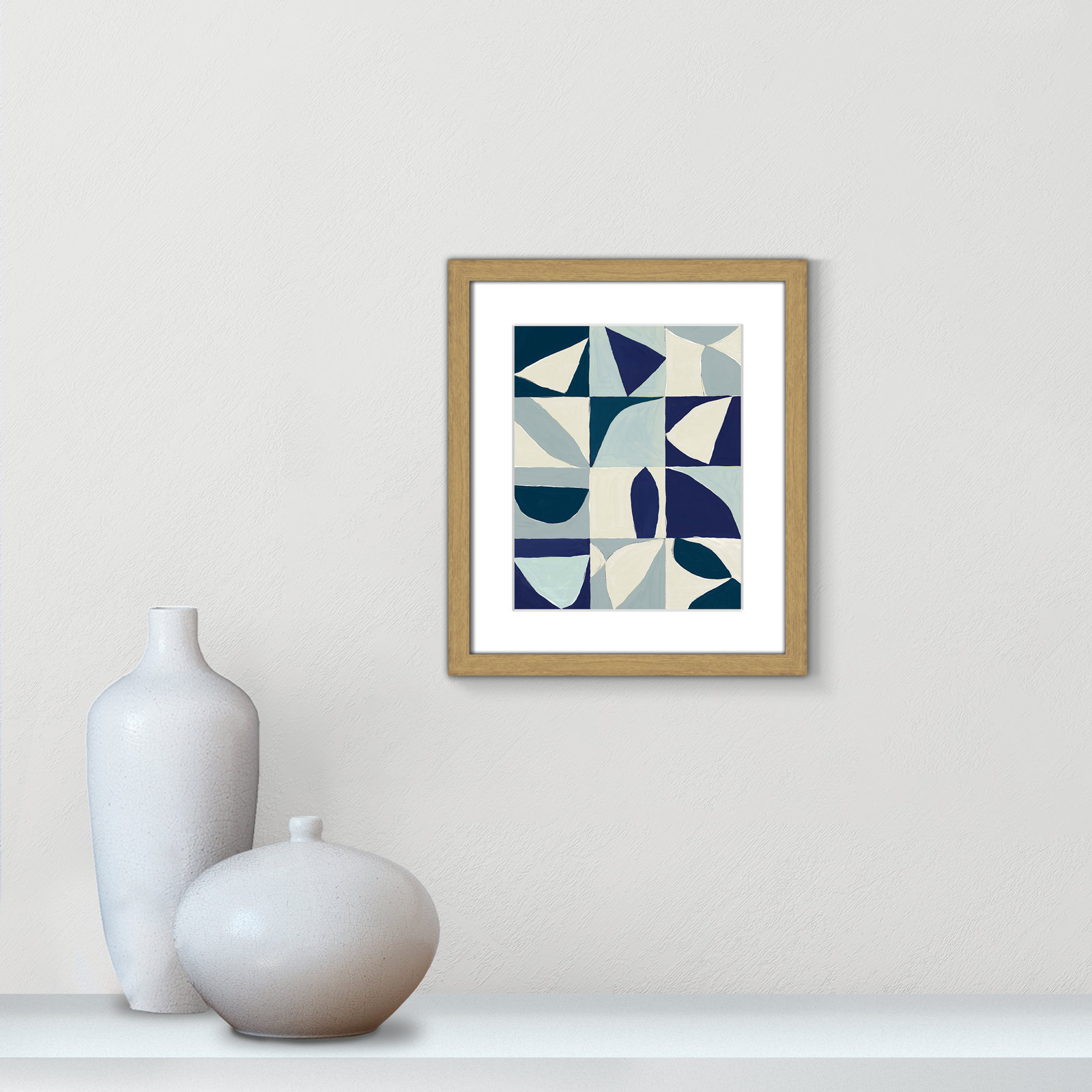 Hestia "Yellow Mayan I Blue Version" Print, 15" H x 13" W x 0.75" D, Natural