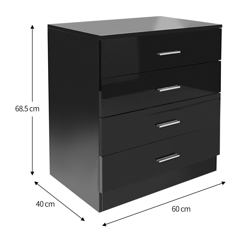 60cm W 4 - Drawer Chest of Drawers, Black