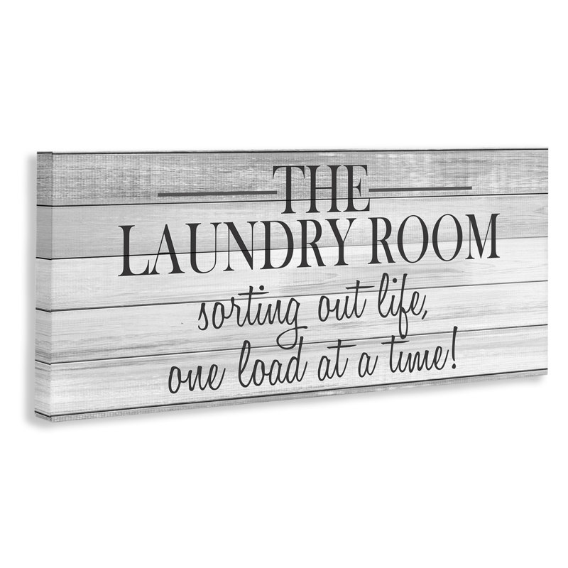 "Laundry Sorting Out Life", art mural sur toile tendue noir et blanc à aspect planche XXL par Kimberly Allen