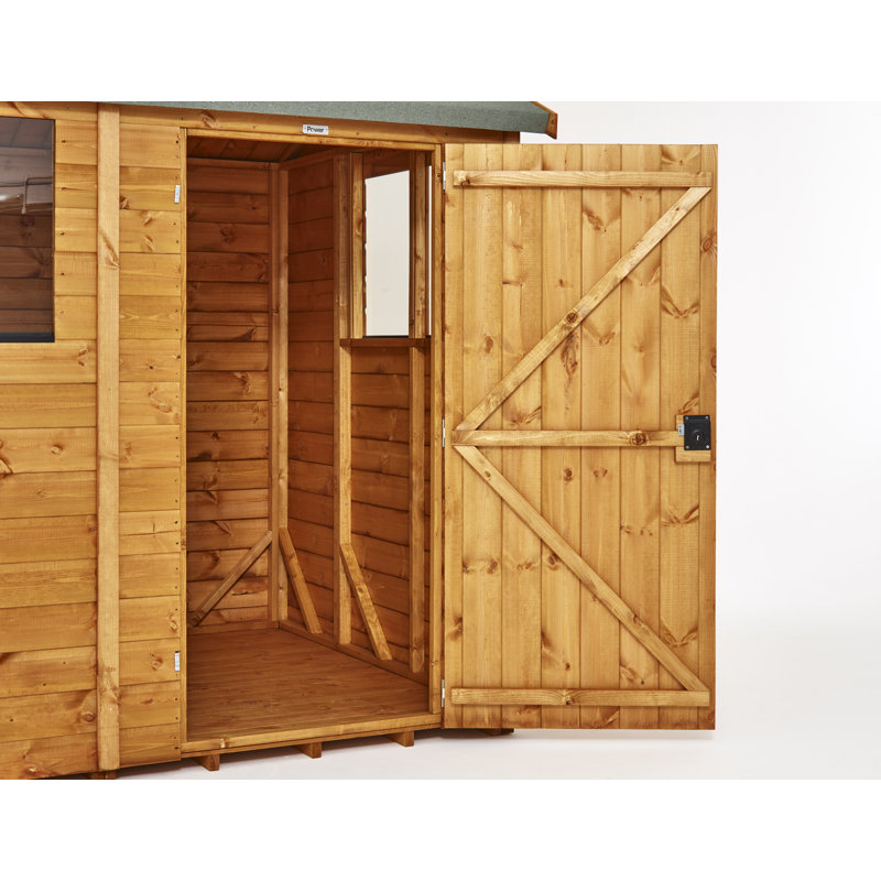 Powersheds 16 x 8ft Timber Tongue & Groove Apex Garden Shed, Double Doors